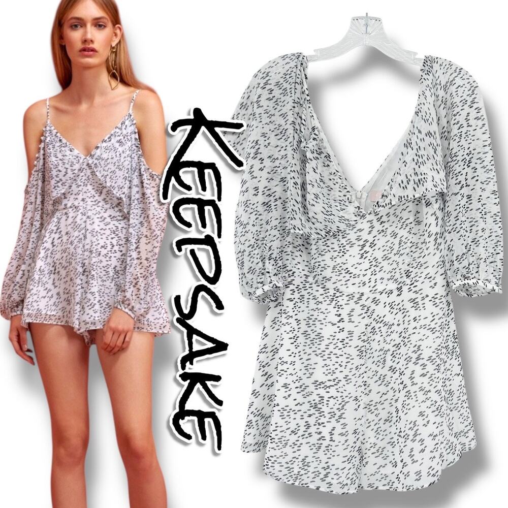 New Keepsake The Label Morning Rain Playsuit Rain Print Romper Womens Size Med